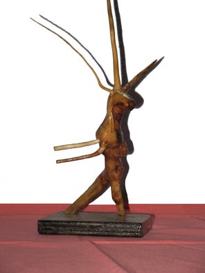 Gadadhar Das: 'DANCING DEER', 2005 Wood Sculpture, Animals.  This Art work was made from two pieces discarded tree roots. These pieces were collected from our garden. I made it in 2005. This Sculpture completely covered by a special type of wood coating for protect from termite  & borar. Weight of this Art Work is 0. 085 Kilos ...
