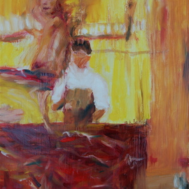 David Rocky Aguirre: 'Motion belly dancer', 2008 Oil Painting, Abstract Figurative. Artist Description:  Motion- belly dancer- bartender. This is in the 