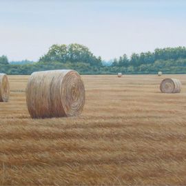 David Larkins: 'Rolled Oats', 2012 Acrylic Painting, Americana. Artist Description:    One of the hottest days of this year was around July 4th, which is also when the winter wheat and oats are harvested. The temperature was 104 degrees when I did my study for 