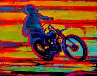 Vincent Von Frese: 'dune riders', 2023 Oil Painting, Motorcycle. Desert dune riding in California for the spirit of Sand and Sun ...