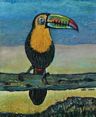 Vincent Von Frese: 'toucan fun', 2014 Oil Painting, Animals. Toucan is a favorite bird who appears comical and is a colorful member of the tropical rain forest of South American Pan Amazonan world. ...