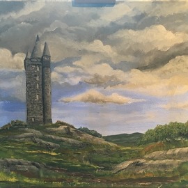 David Carson: 'scrabo tower co down', 2017 Acrylic Painting, Landscape. Artist Description: View of Scrabo Tower Co. Down...