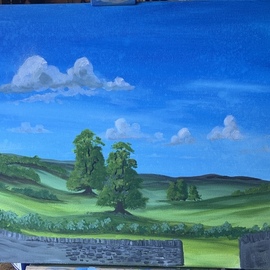 David Carson: 'work in progress', 2019 Acrylic Painting, Landscape. Artist Description: Using acrylic paint this unfinished piece is of an imaginary English scence...