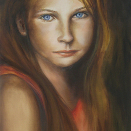 Dana Dabagia: 'Talk to Me', 2011 Oil Painting, Portrait. Artist Description:  Children's Portrait ...