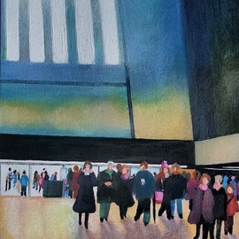 Denise Dalzell: 'bankside', 2024 Acrylic Painting, Abstract. Artist Description: A scene from Suthbank, London, Winter 2023. ...