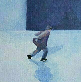 Denise Dalzell: 'glide', 2023 Acrylic Painting, Abstract. An abstract portrait of a solitary skater, and the first of my holiday 2023 paintings. ...