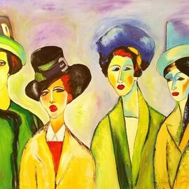 Denis Mihai: 'meeting', 2023 Oil Painting, Figurative. Artist Description: Meeting- abstract , oil on canvas, 120 90cm, signed, 2023. ...