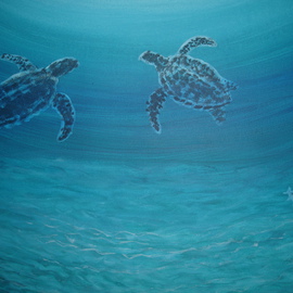 Denise Seyhun Artwork Sea Turtles, 2015 Acrylic Painting, Sea Life