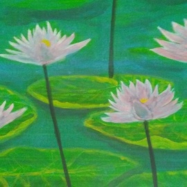 Denise Seyhun: 'pink water lilies', 2018 Acrylic Painting, Floral. Artist Description: water lilies, flowers, floral, nature, serenity, garden...