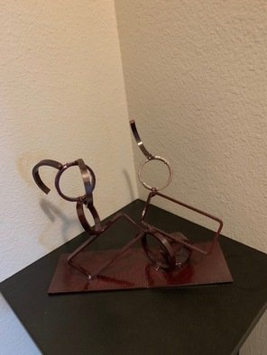 Diana Carey: 'conflicted', 2019 Steel Sculpture, Abstract. First in a series of three sculptures Conflicted represents the emotional upset brought on by unresolved issues. This is a steel sculpture powder coated with a translucent purple. ...