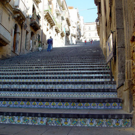 David Bechtol: 'At the top of the stairs', 2002 Color Photograph, Travel. Artist Description:  Mosiac- covered stairs leading to church at Caltagirone, Sicily ...