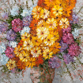Dmitry Kustanovich: 'autumn bouquet', 2018 Oil Painting, Floral. Artist Description: Painting, Figurative Art, Impressionism, Trompe- l A