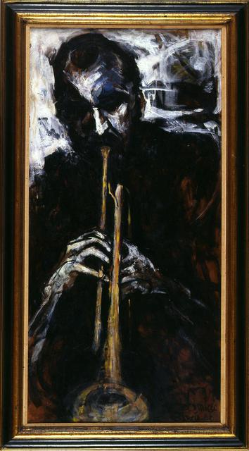 Artist Domingo Garcia. 'The Trumpet Player' Artwork Image, Created in 1960, Original Painting Oil. #art #artist