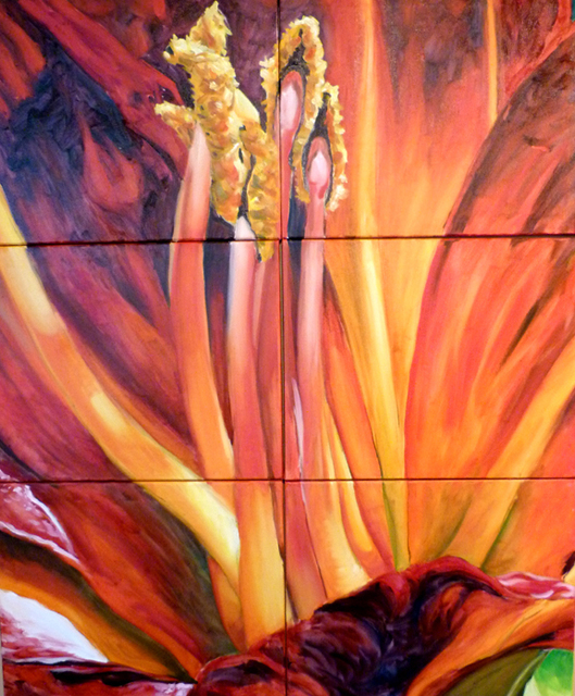 Artist Donna Gallant. 'Fire Lily' Artwork Image, Created in 2011, Original Collage. #art #artist