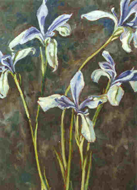 Artist Donna Gallant. 'Spring Irises' Artwork Image, Created in 2001, Original Collage. #art #artist