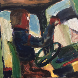 Bob Dornberg: 'bus driver', 2020 Oil Painting, Abstract. Artist Description: BUS DRIVER...