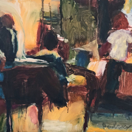 Bob Dornberg: 'business', 2020 Oil Painting, Abstract. Artist Description: PEOPLE DOING THEIR BUSINESS...