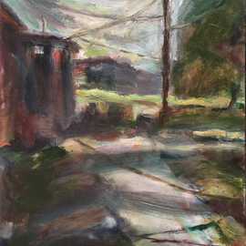 Bob Dornberg: 'pathway', 2020 Oil Painting, Expressionism. Artist Description: pathway to houses...