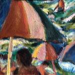 umbrellas and surf By Bob Dornberg