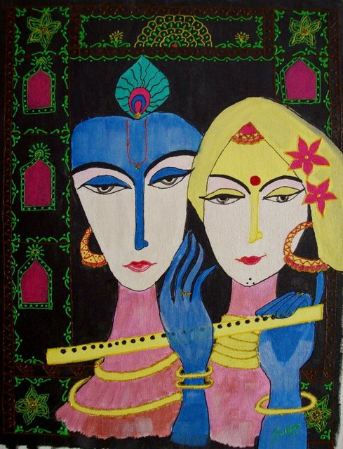 Sneha Joshi  'Radha Krishna', created in 2013, Original Painting Acrylic.