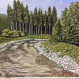 Daniel Rose: 'brook', 2017 Acrylic Painting, Landscape. Artist Description: Painting of a brook. ...