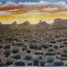 Daniel Rose: 'new mexico sunrise', 2018 Acrylic Painting, Landscape. Artist Description: this is a memory from my visit to New Mexico...