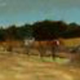 Lou Posner: 'Deom Farm I', 2000 Oil Painting, Landscape. Artist Description: Part of the 4- painting, Perry County, Indiana, farmscape suite....