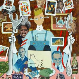 Lou Posner: 'Kings', 2005 Oil Painting, Americana. Artist Description: The title should be self- explanatory.  A Kings II painting is planned to contain one queen.  Try to find as many kings as you can.  Note the portrait of the King of Pop, Michael Jackson at lower right. ...