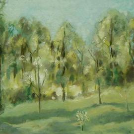 Lou Posner: 'Owen County Landscape', 1977 Oil Painting, Landscape. Artist Description: Owen County, Indiana.  Owen County, Indiana. ...