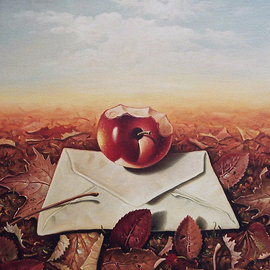 Dusan Vukovic: 'Message', 2012 Oil Painting, Surrealism. 