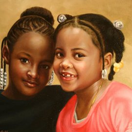 Dwayne Mitchell: 'Best Friends', 2011 Oil Painting, Portrait. Artist Description:  Children, kids, friends, girls, portraits, oil painting. .  ...