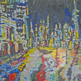 Richard Wynne Artwork City Night, 2014 Oil Painting, Urban