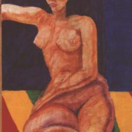 Richard Wynne: 'Nude', 2000 Oil Painting, nudes. Artist Description:   I tried to capture the flat feeling of a Gauguin in this painting. He also used rich color tones in many of his works. Acrylics, watercolors, and oils were used in this work. This was painted on canvas....