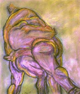 Richard Wynne: 'Sumos', 2004 Pastel, Ethnic. Like two huge whales fighting these huge athletes exert all their energy for a contest that only last a few heart beats. This is a imporatbnt part of the Japanese cultute and hertitige. ...