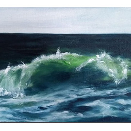 Edna Schonblum: 'wave quarantine number 2', 2020 Oil Painting, Seascape. Artist Description: at home in covid s quarantine painting places I wanted to be...