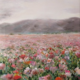 Elena Mardashova: 'field of pink flowers', 2020 Oil Painting, Landscape. Artist Description: Original oil painting  Field on pink  flowers ,on canvas 70 x 50 cm,2020...