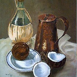 Maria Teresa Fernandes: 'Alves Collection', 1967 Oil Painting, Still Life. Artist Description:  concave in white colour is a good challenge ...
