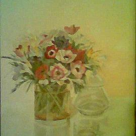 Maria Teresa Fernandes: 'Guizellini Collection', 1980 Oil Painting, Floral. Artist Description: a delicate painting with special care to petals and transparent objects...