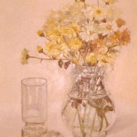 Maria Teresa Fernandes: 'Myrian Collection', 1979 Oil Painting, Floral. Artist Description: cleanliness with almost white backgroundenhance the transparent objects, a technique obtained after many effort...
