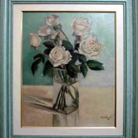Maria Teresa Fernandes: 'Valentim Mesquita Collection', 1974 Oil Painting, Floral. Artist Description: treat carefully each petal with its peculiar hues and shades...