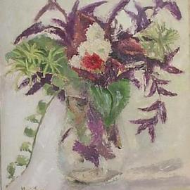 Maria Teresa Fernandes: 'falling stems', 1971 Oil Painting, Floral. Artist Description: transparent vase and dimensions in a plant are always a defiance...
