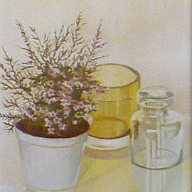 Maria Teresa Fernandes: 'flowers and white vase', 1982 Oil Painting, Floral. Artist Description: dimensions and transparent glasses on a clear background are a respectful attainment...