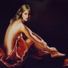 Manuela Facchin Varalda: 'the stuff of dreams', 2008 Oil Painting, nudes. Artist Description:   original artwork - unique piece oil on canvas cm 100 x 80  ...