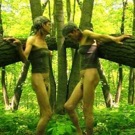 Michael Emery: 'femboy in woods 070', 2024 Color Photograph, Nudes. Artist Description: nude pose...