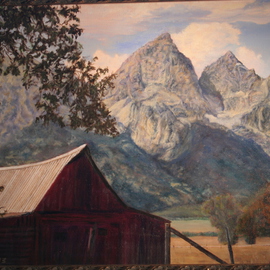 Frederick Kocen Jr: 'IN THE VALLEY', 2009 Oil Painting, Landscape. Artist Description:   Mormon barn in Jackson Hole, Wyoming.  ...