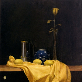 David Thompson: 'yellow rose', 2017 Oil Painting, Still Life. Artist Description: A study in a single colour, trying to capture the delicacy and vulnerability of the natural world...