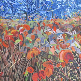 Francois Fournier: 'The Red Raspberry Leaves', 2014 Oil Painting, Landscape. Artist Description:   This original oil painting present a field of wild red raspberry bushes during the end of the fall season.Nature varies itself relentlessly. It is this contact with a persistently changing environment that inspires his creations. By observing the constantly shifting seasons, days, hours, or moods, Francois ...