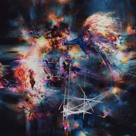 Gabriel Bodnariu: 'the story', 2018 Oil Painting, Figurative. Artist Description: Peacock, Dream, Flying, Art, Puppet Theater, Light, Night...