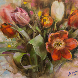 Anastasia Gardiner: 'Tulips', 2014 Oil Painting, Floral. Artist Description:   Oil on board. This painting is not framed. More paintings at www. anastasiagardinerart. comThank you for looking! ...