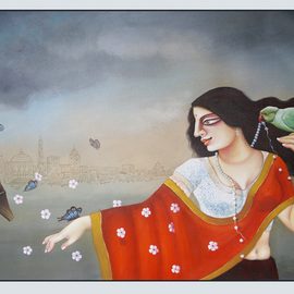 Gautam Mukherjee: 'bonolata 1', 2020 Acrylic Painting, Figurative. Artist Description: I inspaired by Poet Jibonanonda Das...
